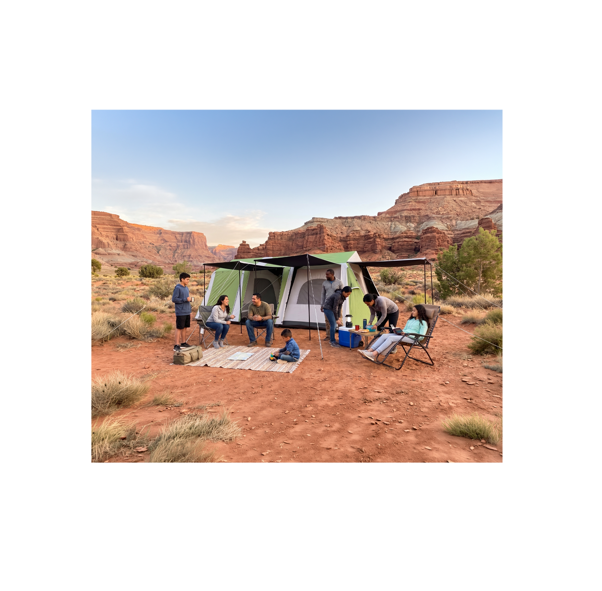 Yellowstone 8 Person Tent – Two Room Family Camping Tent with Canopy Entrance