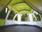Spacious 12 person camping tent interior with divider
