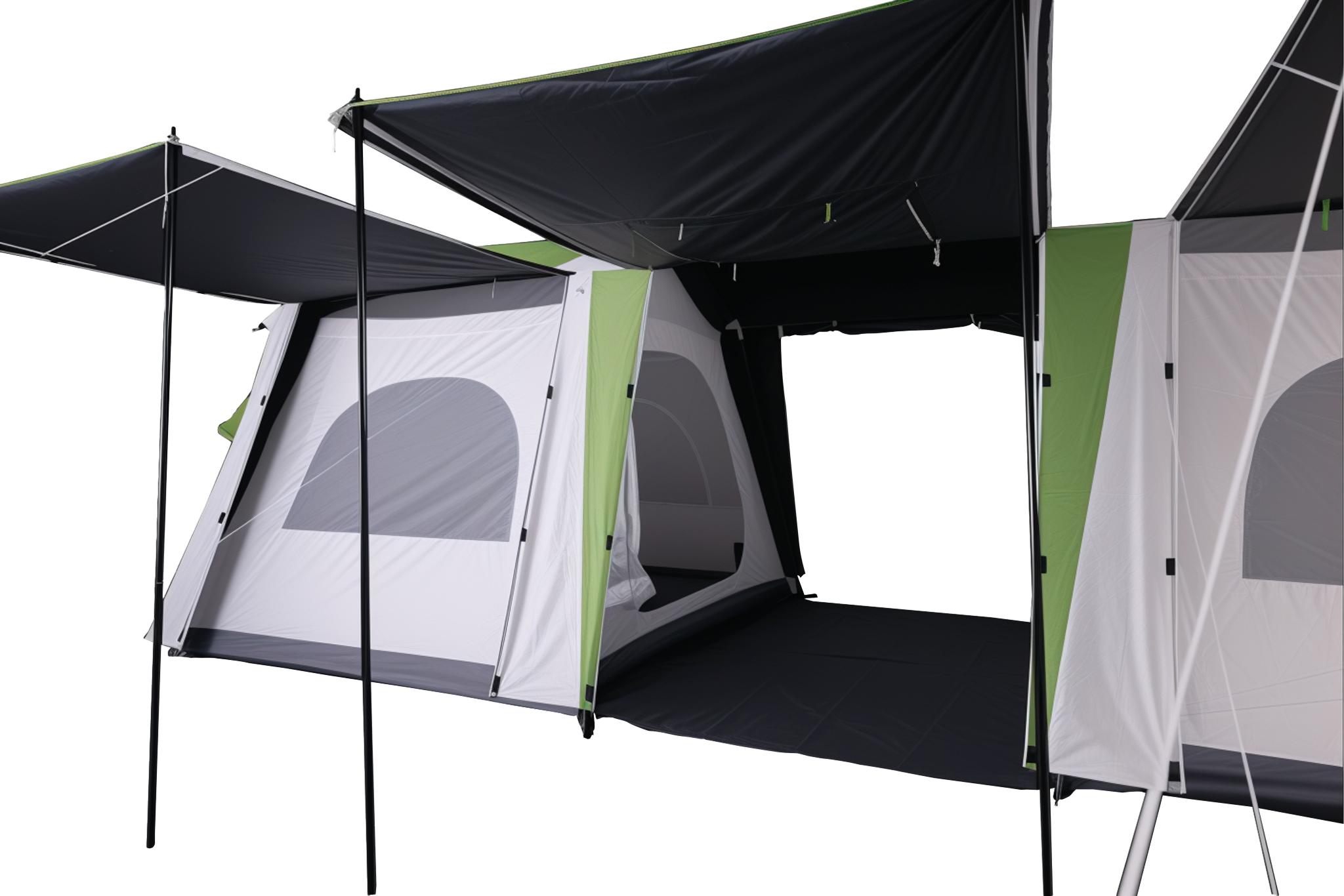PVC roof windows on 8 person family camping tent